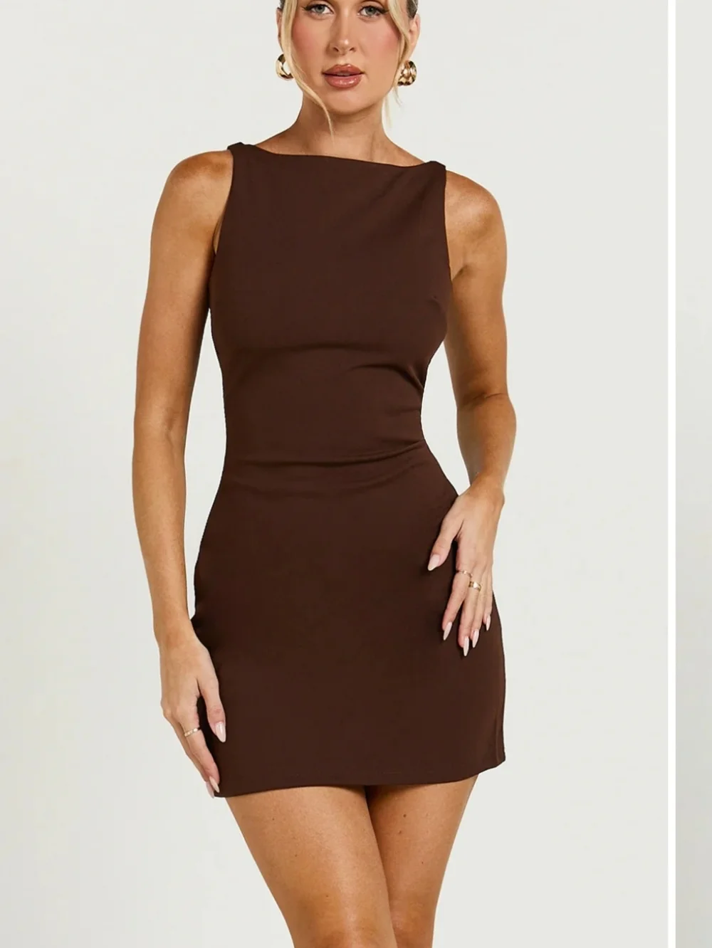 vera wang white bridesmaid dresses uk Draped Mesh One Shoulder Brown Mini Dress